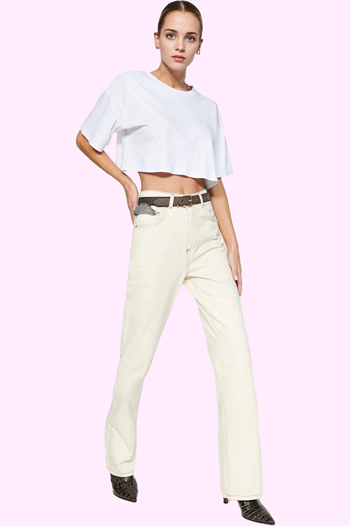 Kadın Yazlık Pamuk Geniş Paça Jean Pantolon Rahat Kalıp Günlük Kullanım Yaz Aylarının Vazgeçilmezi