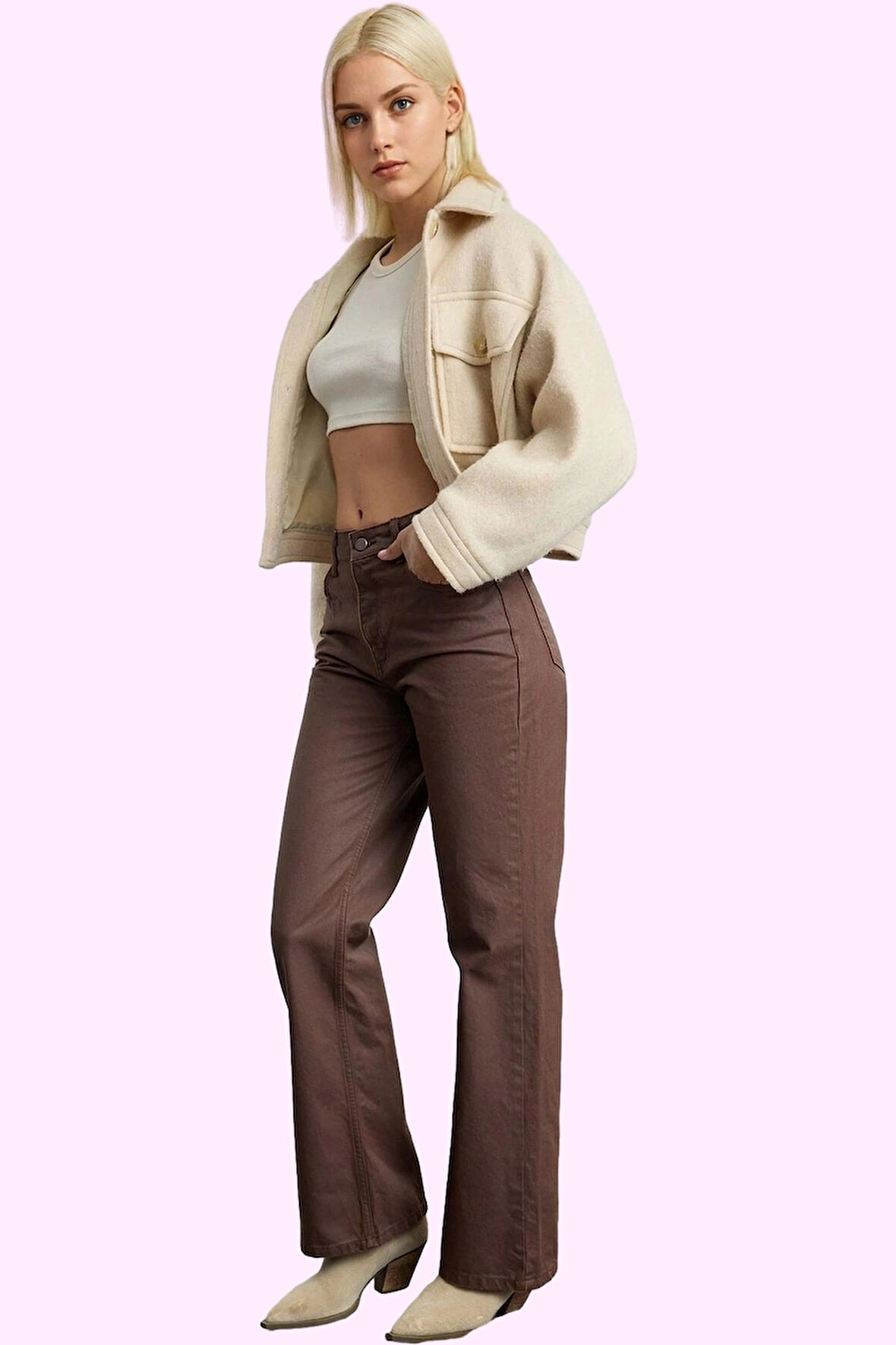 Kadın Pamuk Wide Leg Pantolon Yüksek Bel Fermuarlı Kış Günlük Kullanım Yaz Aylarının Vazgeçilmezi