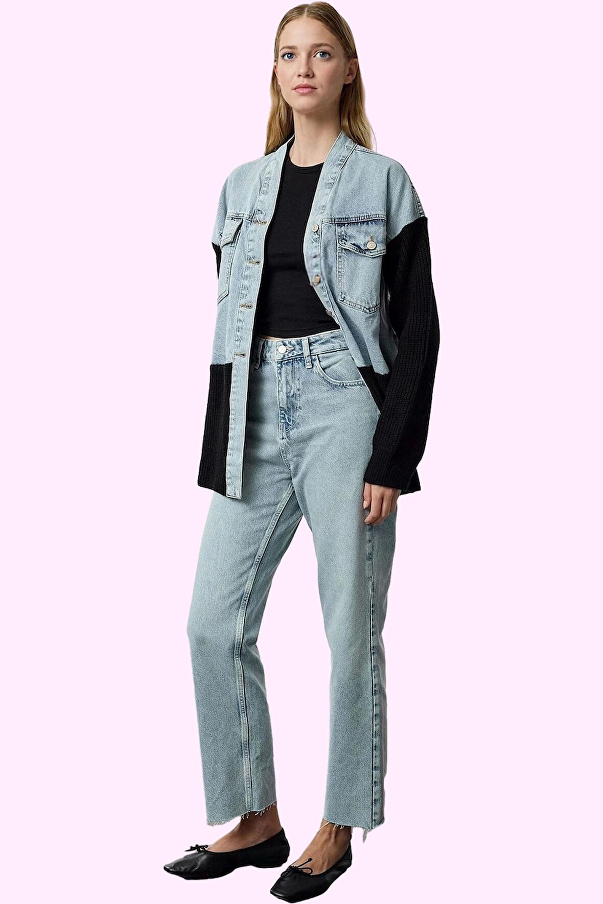 Kadın Denim Straight Jean Pantolon Yüksek Bel Boru Paça Pamuk Günlük Yaz Aylarının Vazgeçilmezi