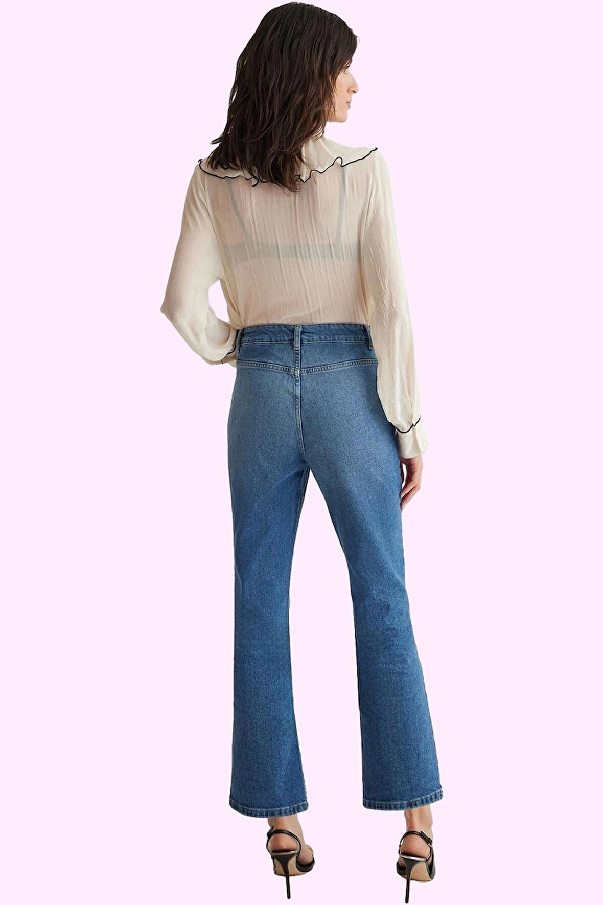 Kadın Flare Jean Denim Pamuk Casual Crop İspanyol Paça Günlük Kullanım Yaz Aylarının Vazgeçilmezi