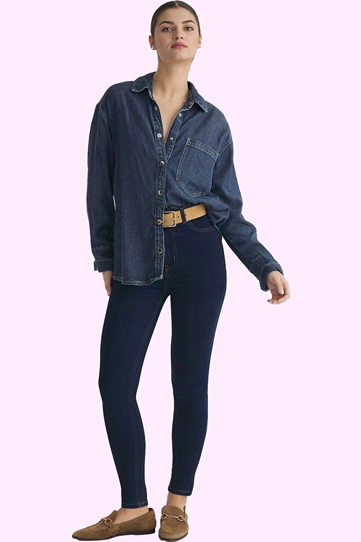 Kadın Denim Jegging Skinny Kalıp Yüksek Bel Günlük Casual Stretch Yaz Aylarının Vazgeçilmezi