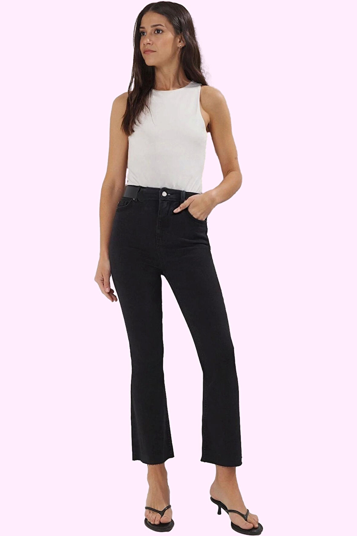 Kadın Denim Flare Pantolon Yüksek Bel Regular Boy Pamuk Günlük Kullanım İçin Modern Tasarım