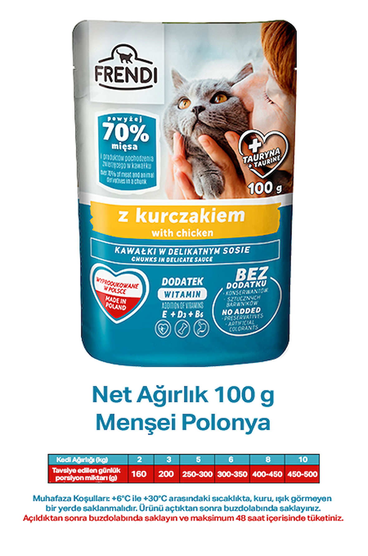 Petlovebutik Frendi Tavuklu Lezzetli Soslu 100gr Kedi Yaş Maması