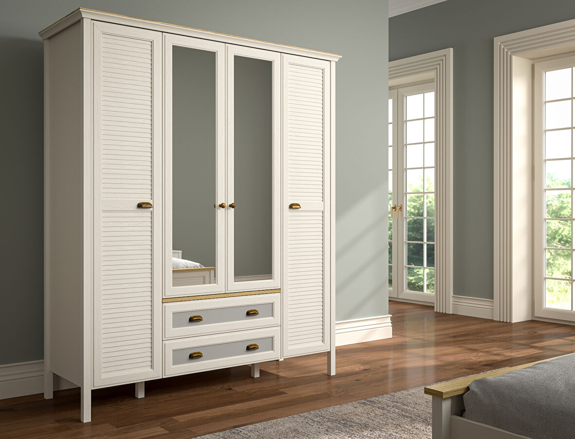  Hunerika Eniro Premium 4 kapak 2 çekmeceli Gardırop-Minifiks bağlantılı - aytaşı/legnano