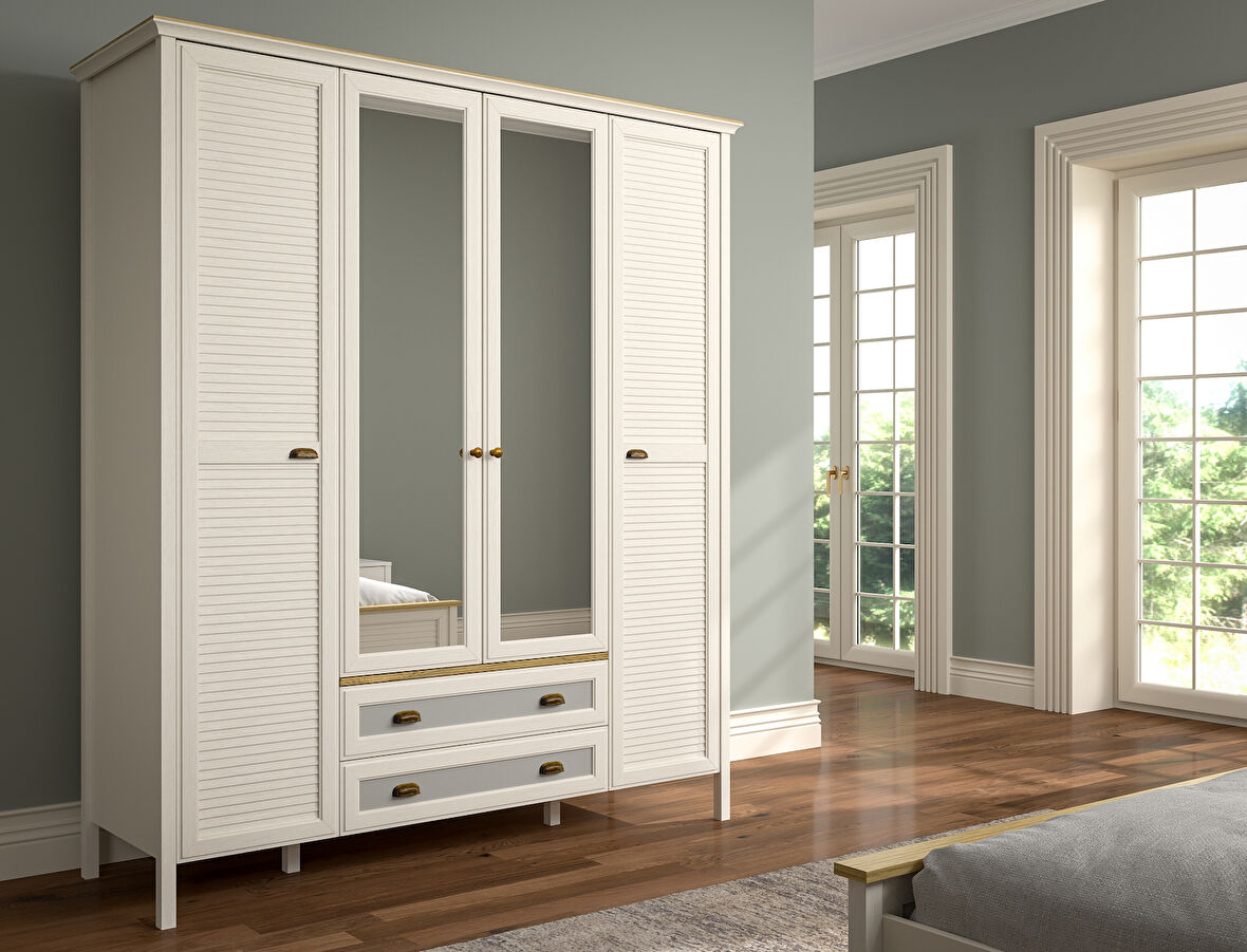 Hunerika Meniro Premium 4 kapak 2 çekmeceli Gardırop-Minifiks bağlantılı - aytaşı/legnano