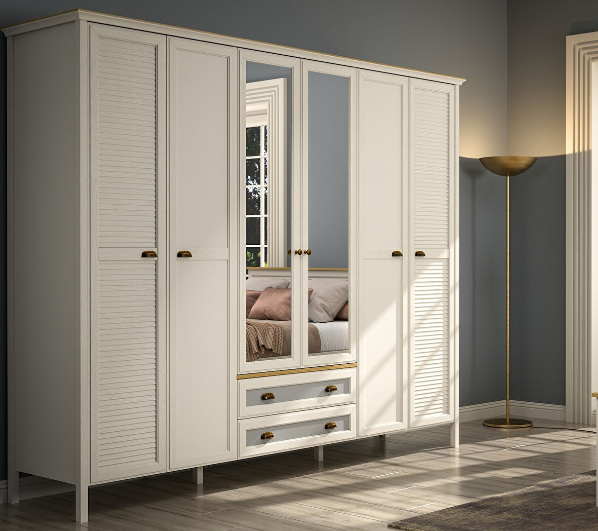  Hunerika Elira Premium 6 kapılı Gardırop-Minifiks bağlantılı - aytaşı/legnano