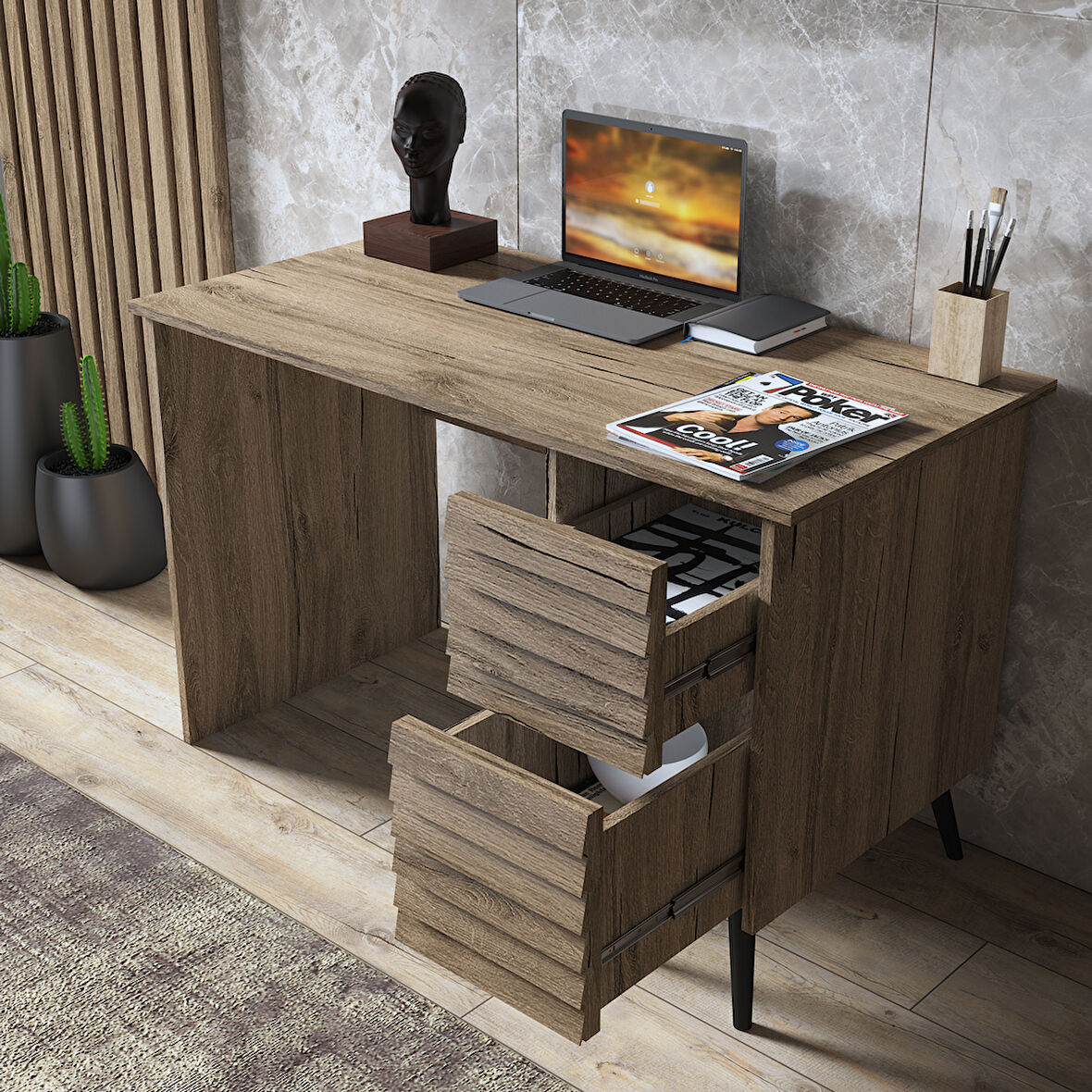 Hunerika Namera Premium 2 çekmeceli çalışma masası,minifiks bağlantılı