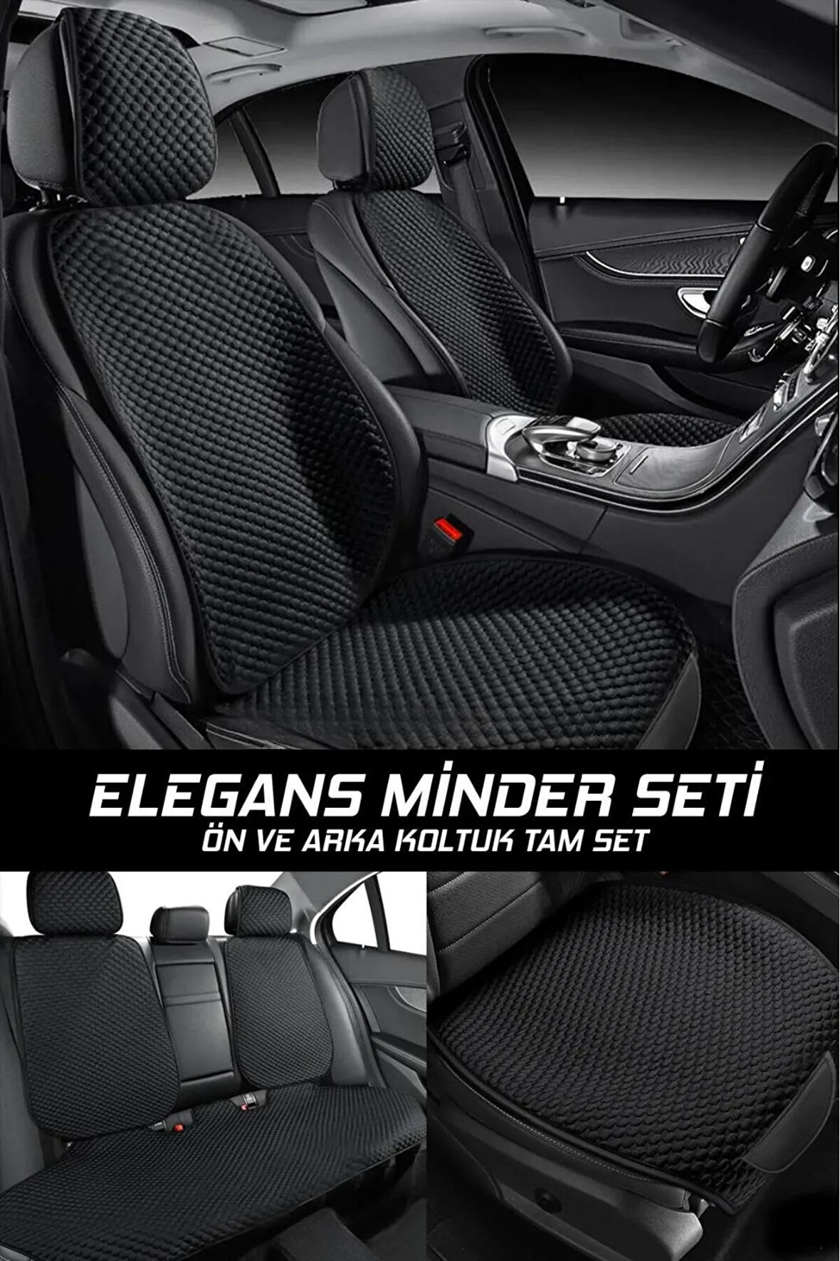 Seat Alhambra UYUMLU  Cepli Terletmez Oto  Minderi Kılıfı Ön Arka Tam Set Sırtlı Başlıklı SİYAH