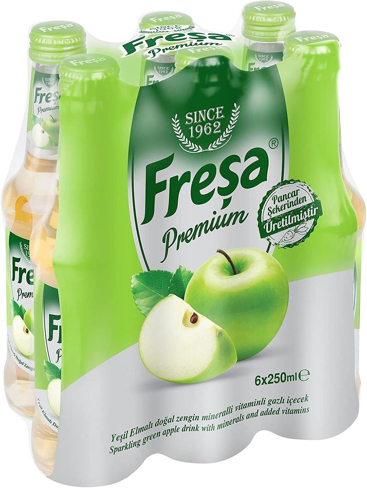 Freşa Premium Yeşil Elmalı Vitaminli Maden Suyu 250 Ml X 6 Adet