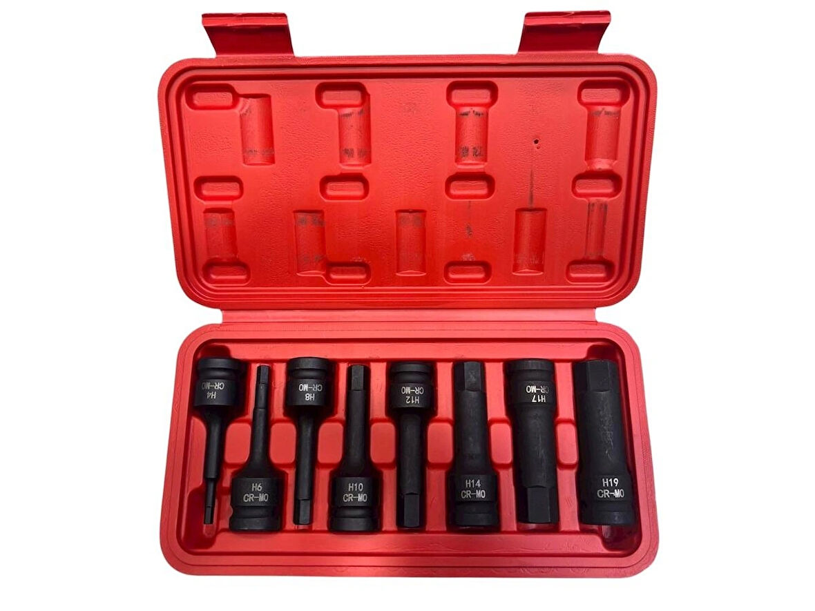 1/2'' Havalı Uzun Allen Uçlu Lokma Takımı 8 Parça (5-19MM)