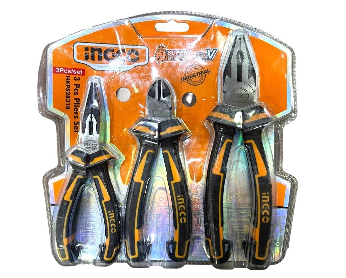 İNGCO 3 Parça Endüstriyel Pense Seti