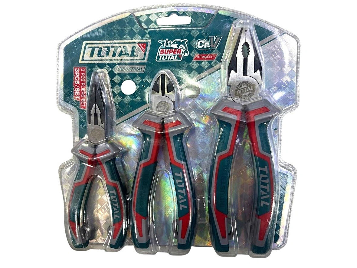 TOTAL 3 Parça Endüstriyel Pense Seti