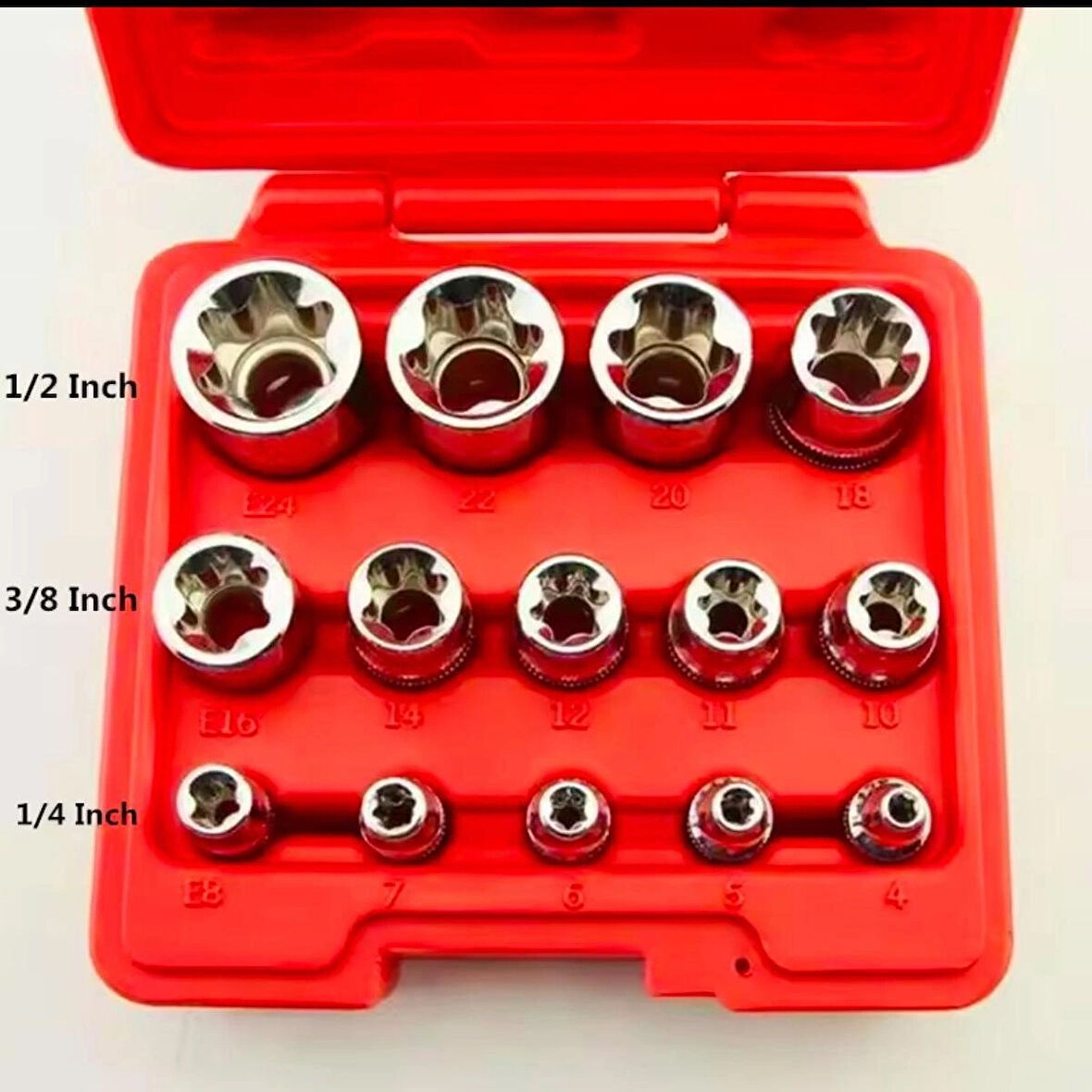 1/2''- 3/8''-1/4'' Torx Lokma Anahtar Seti 14 Parça