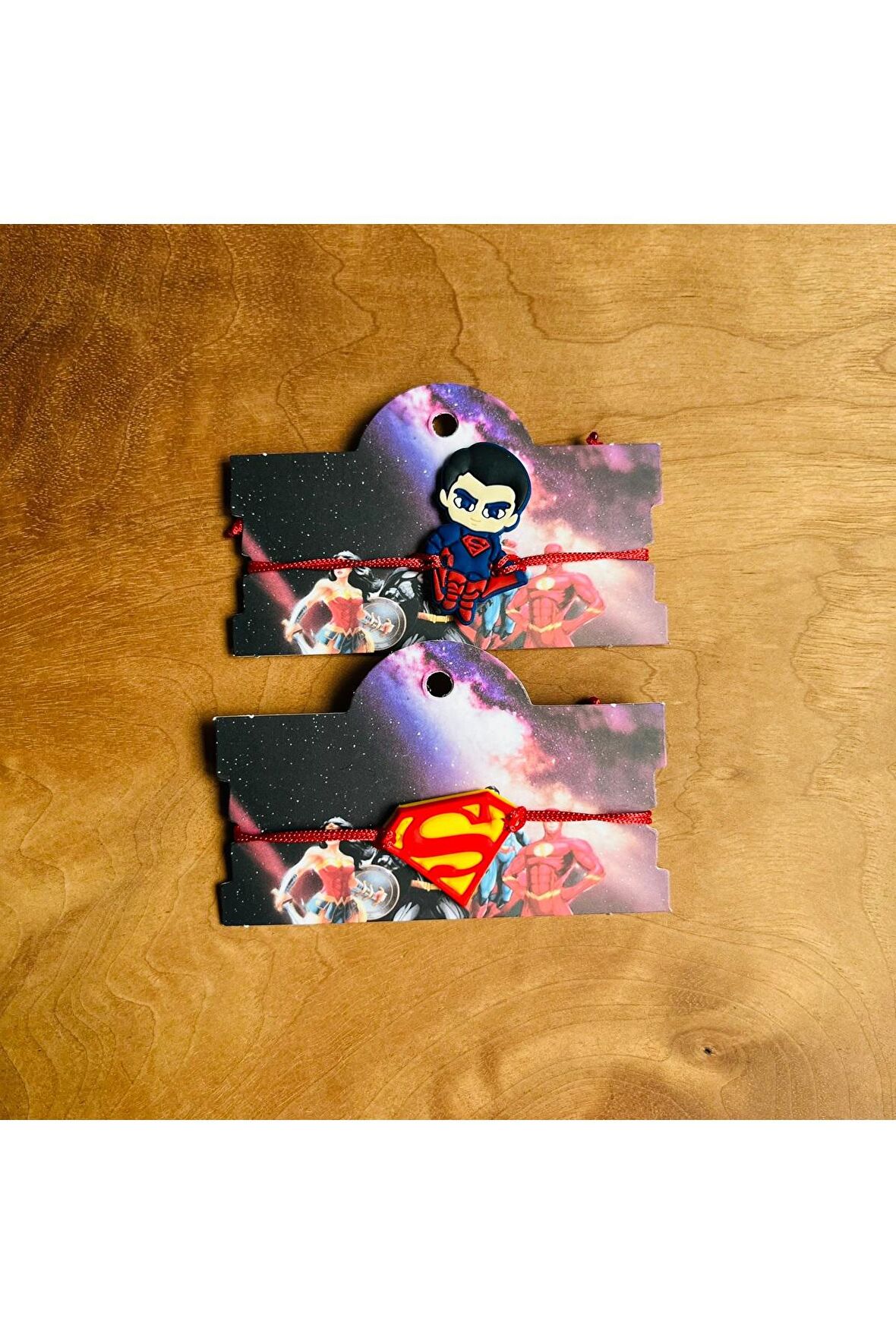SuperMan 2 'Li Set Çocuk Bilekliği Makrome örgülü İpli Ayarlamalı