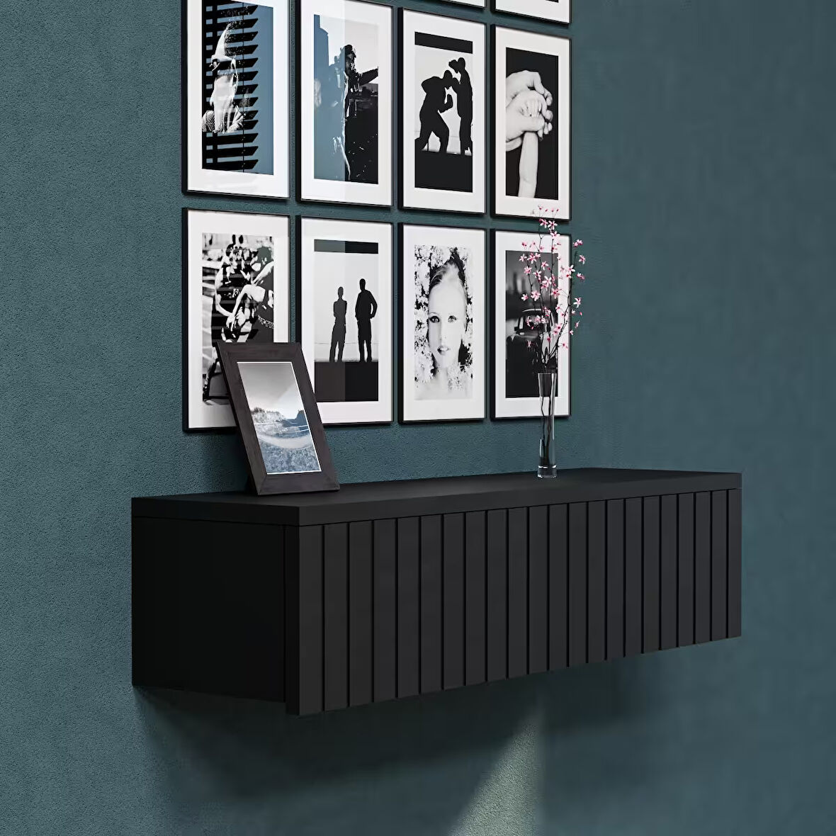 55 CM Konsol Tek Büyük Çekmeceli | Dresuar | Duvara Monte MDF Ahşap Raf | Makyaj Masası 