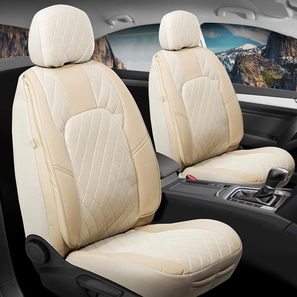 
Renault Latitude Uyumlu Lüx Deri Oto Koltuk Kılıfı Ön Arka Set Chester Serisi Bej FS