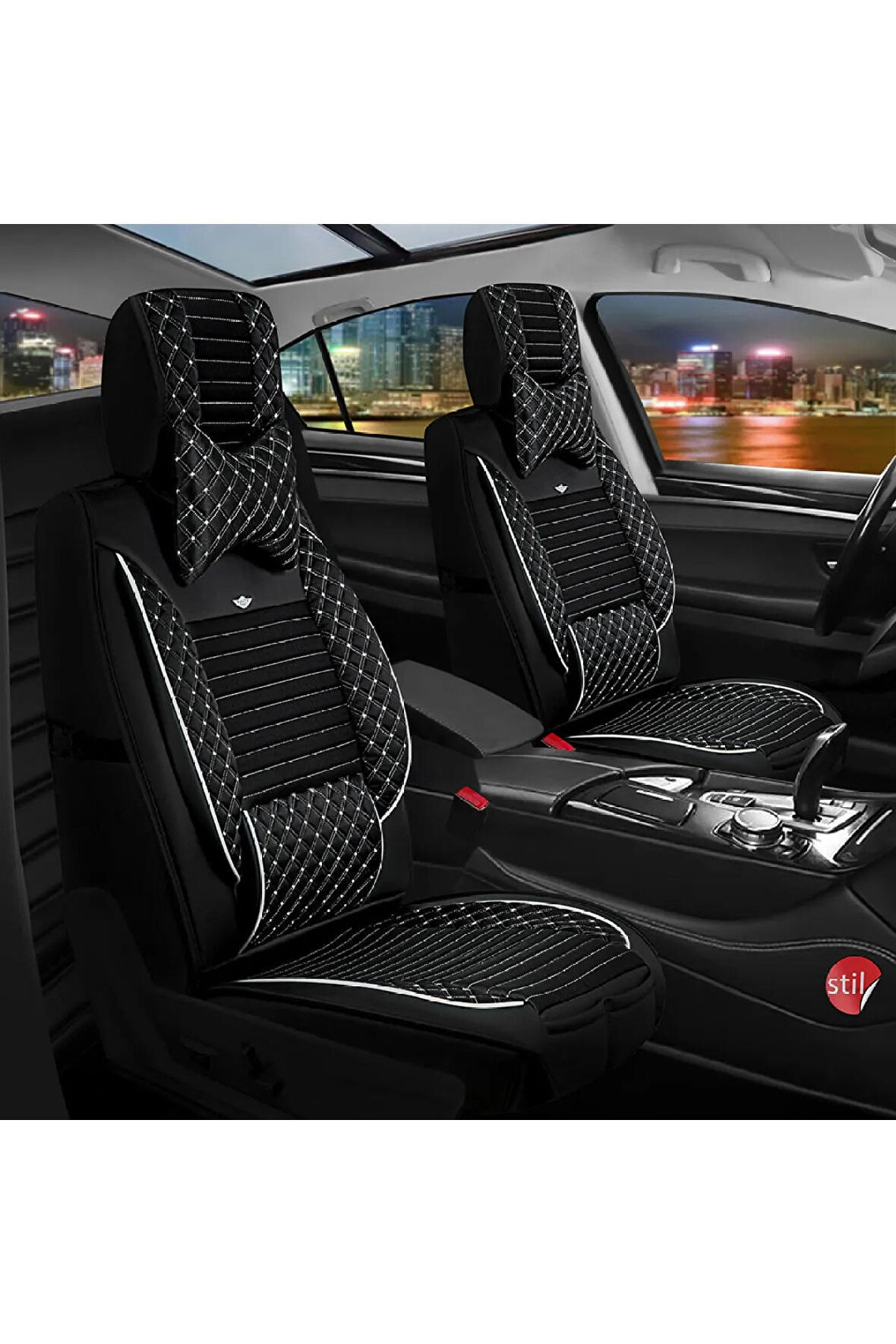 
Ford Fusion Uyumlu Lüx Deri Oto Koltuk Kılıfı Ön Arka Set Siyah Beyaz Elit Series