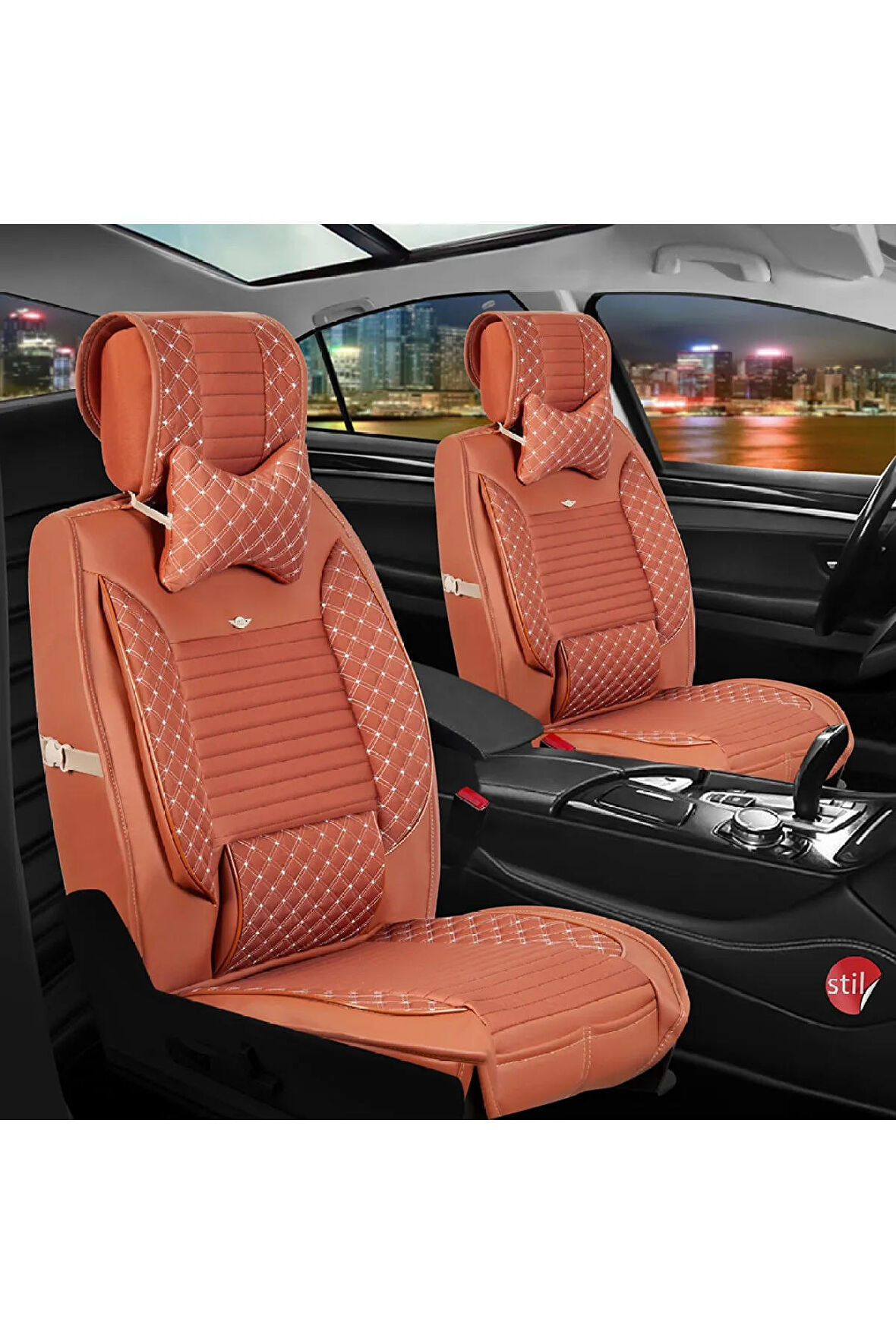 Fiat Egea STW Uyumlu Lüx Deri Oto Koltuk Kılıfı Ön Arka Set Tarçın Elit Series