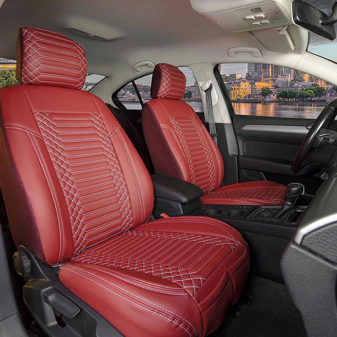 
Ford Focus 3 Uyumlu Lüx Deri Oto Koltuk Kılıfı Ön Arka Set Kırmızı Giydirme Tip