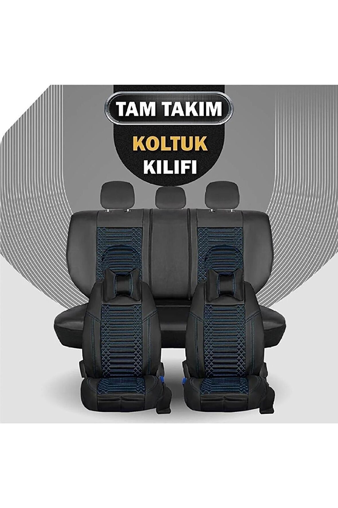 
Volvo 480 Uyumlu Lüx Deri Oto Koltuk Kılıfı Ön Arka Set Siyah Mavi Giydirme Tip