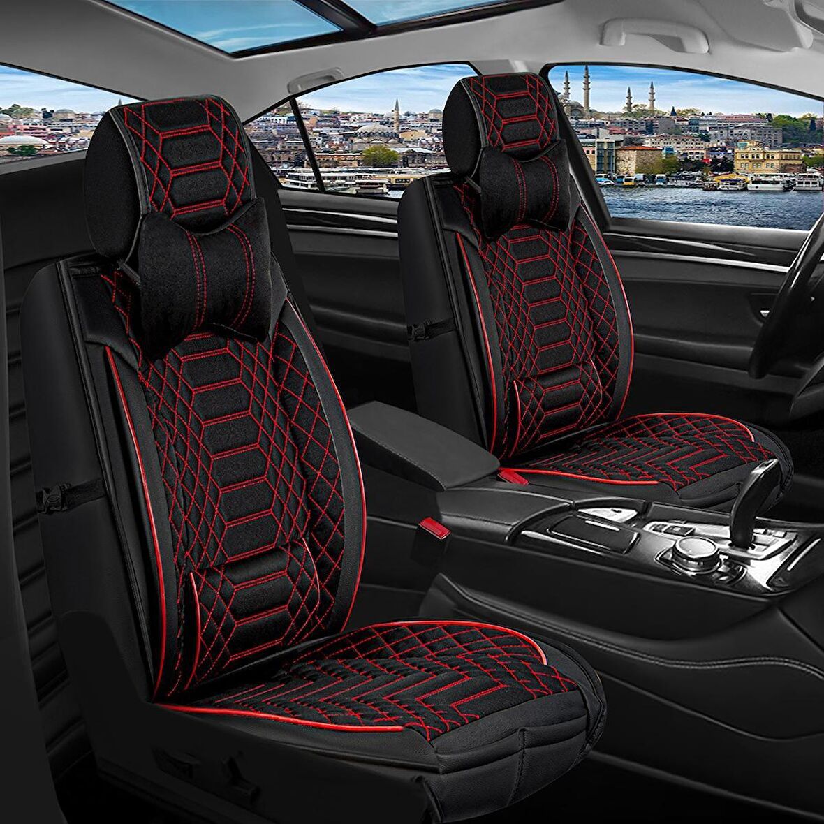 
Alfa Romeo 146 Uyumlu Lüx Deri Oto Koltuk Kılıfı Ön Arka Set Siyah Kırmızı Royal Model