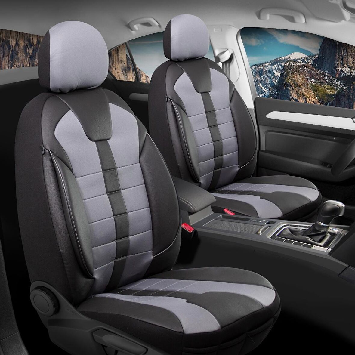 
Volvo S70 Uyumlu Deri Detaylı Oto Koltuk Kılıfı Ön Arka Set Vista Siyah Füme