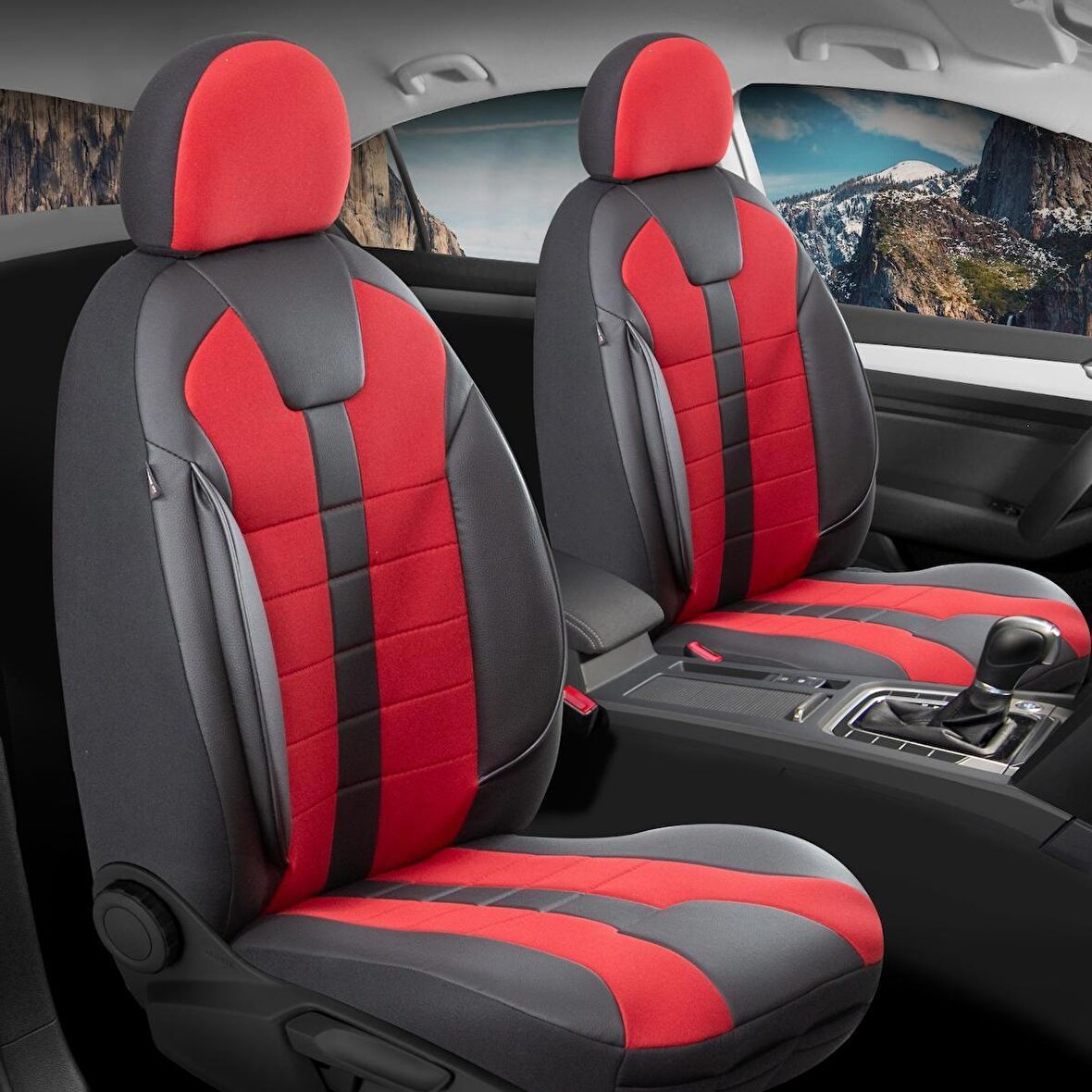 Chery Tiggo Uyumlu Deri Detaylı Oto Koltuk Kılıfı Ön Arka Set Vista Siyah Kırmızı