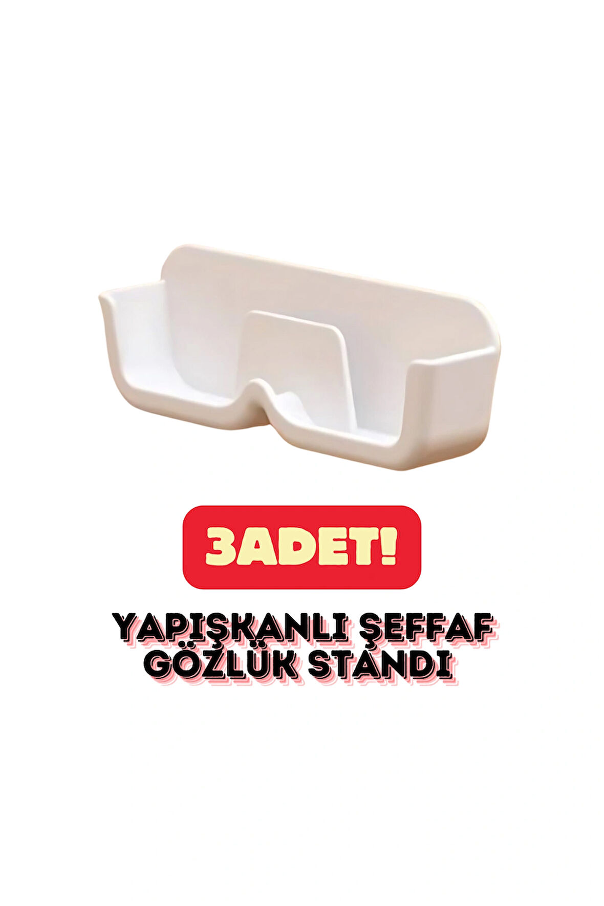 3 Adet Şık Duvara Asılan Pratik Yapışkanlı Şeffaf Gözlük Standı