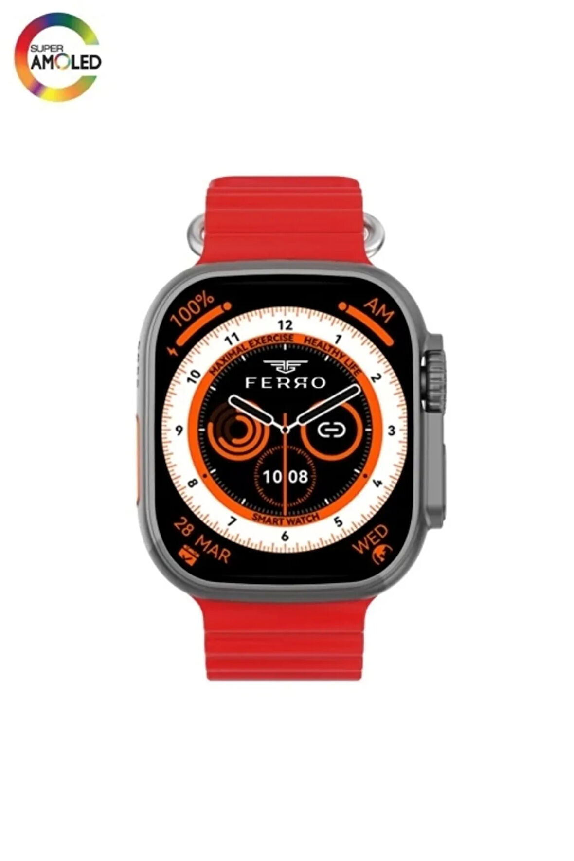 Bordo Silikon Kordon Amoled Ultra Akıllı Kol Saati Fsw1116-gr