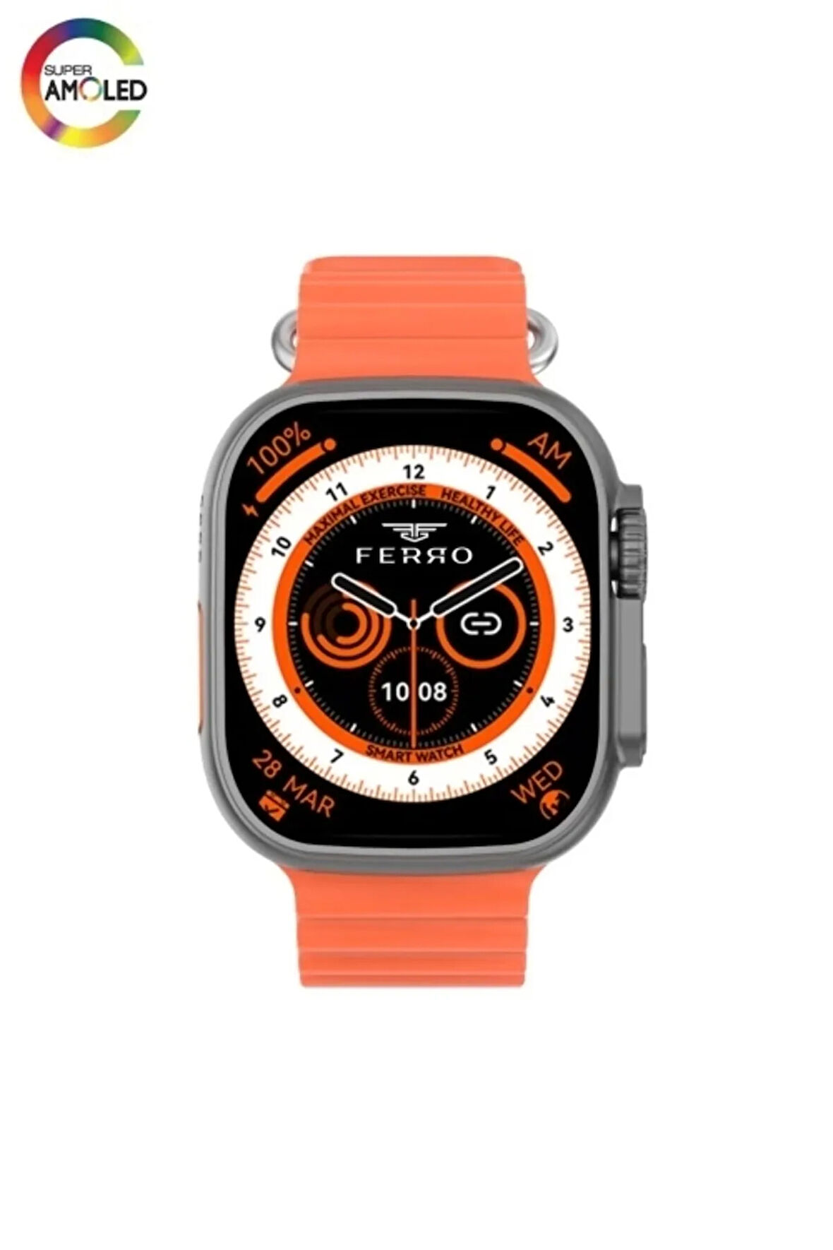 FSW1116 Siyah Kasa Unisex 49mm Yeni Sürüm AMOLED Ekran Akıllı Kol Saati