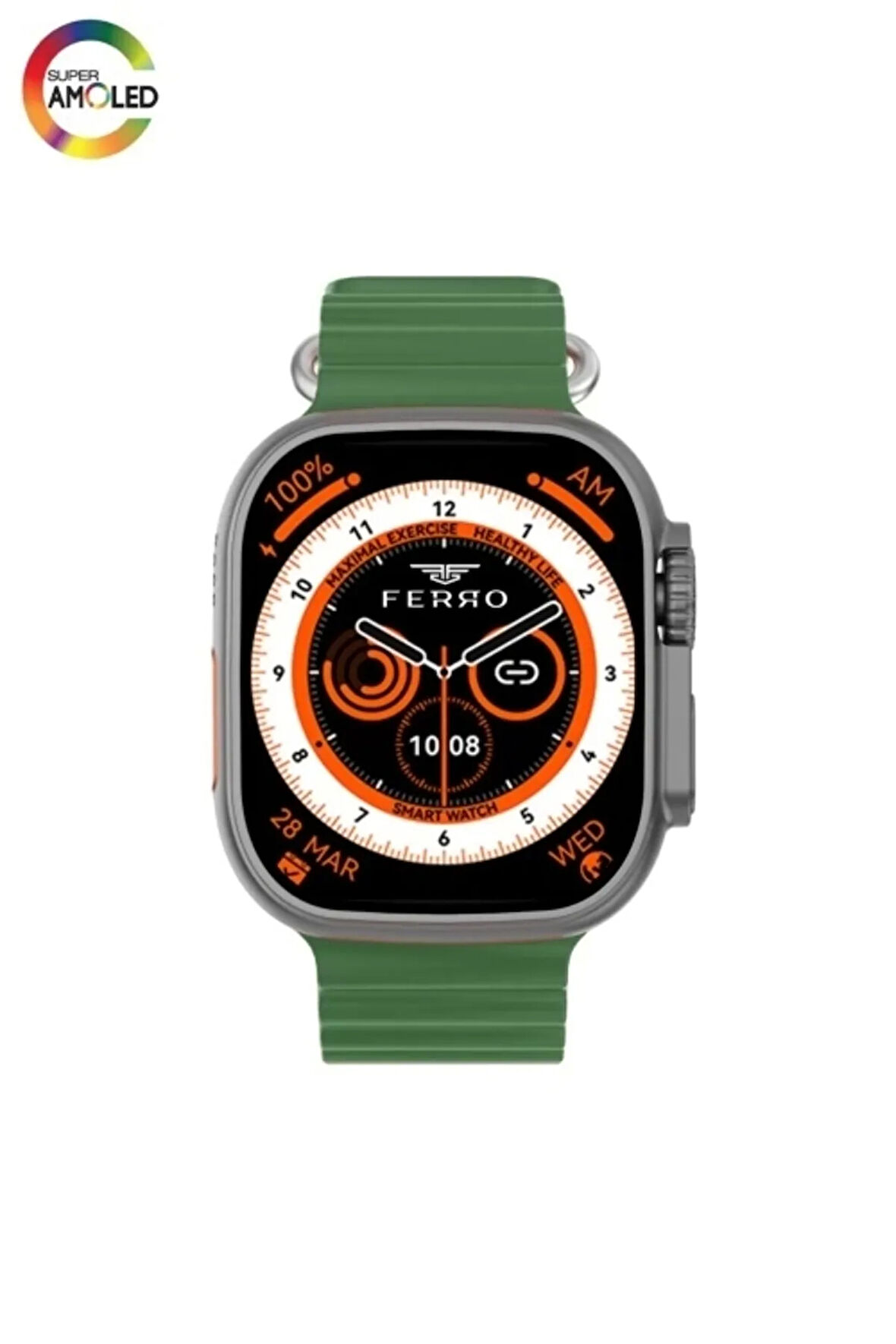 FSW1116 Siyah Kasa Unisex 49mm Yeni Sürüm AMOLED Ekran Akıllı Kol Saati