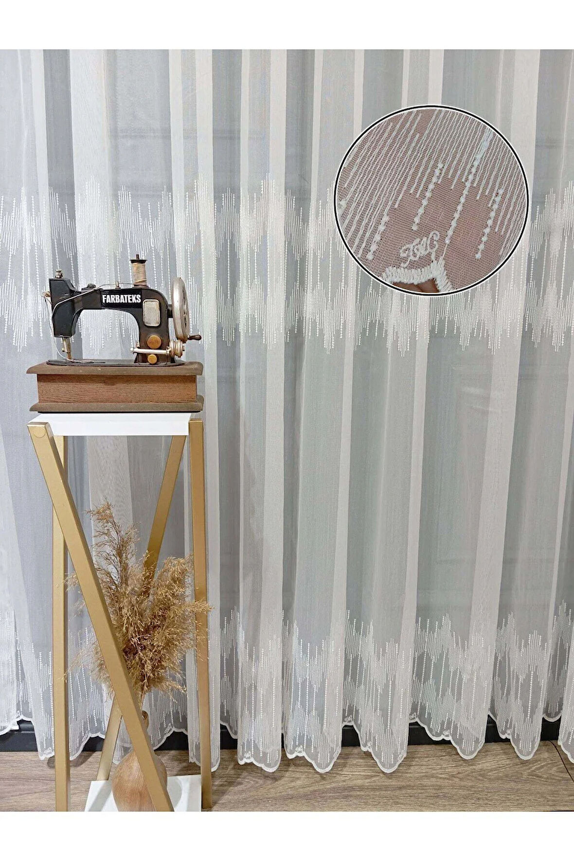 Farbateks Dikim Taç Lavinia Model 1e2Kat Pileli Kırışmaz Ütü Istemez Tül Perde