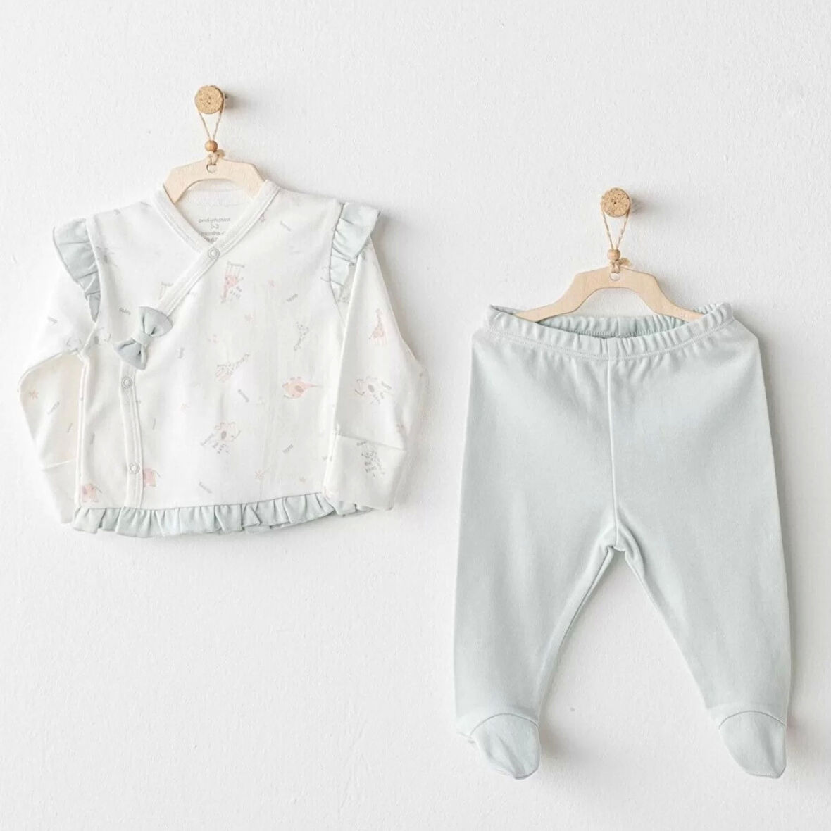 Andywawa Ac25508 Sıde Snap Set Love Family 2'li Zıbın Set Mint