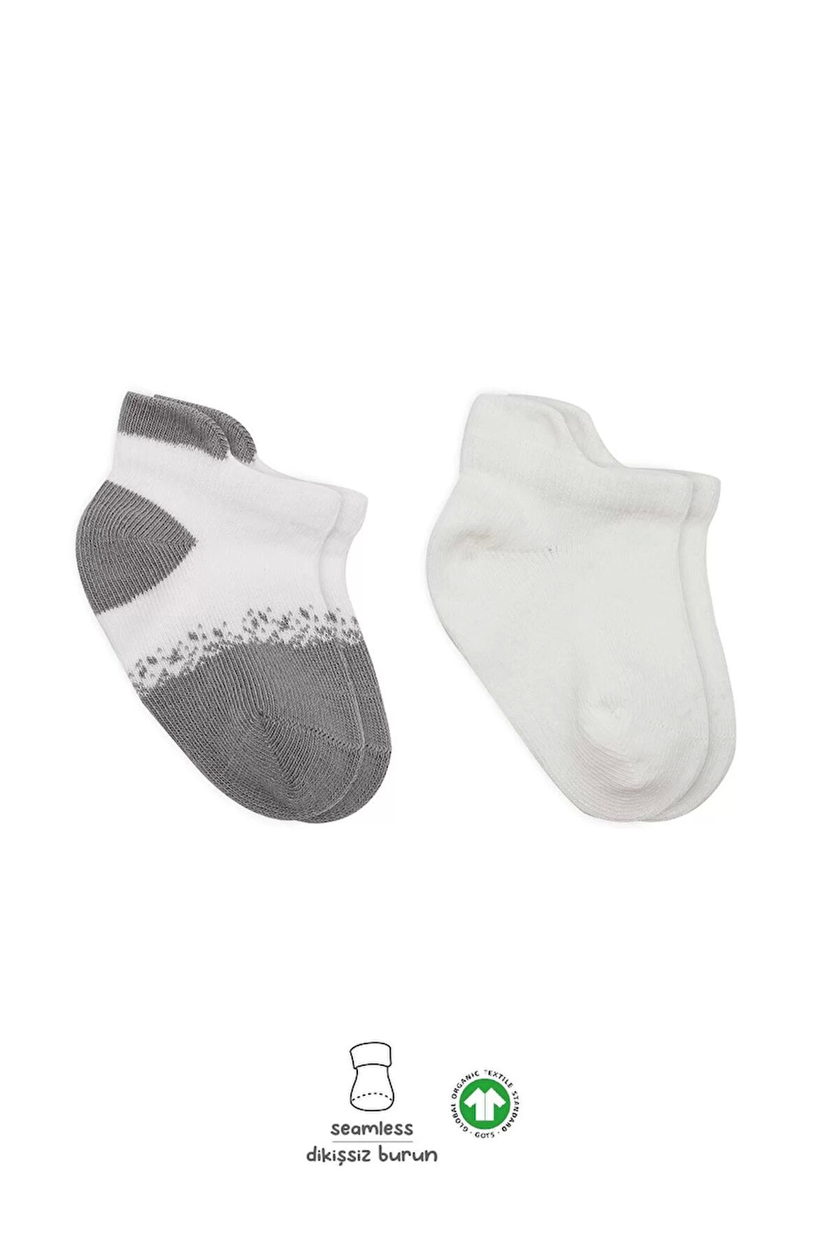 2'li Penye Sneakers Çorap Bs20105 Ekru Gri