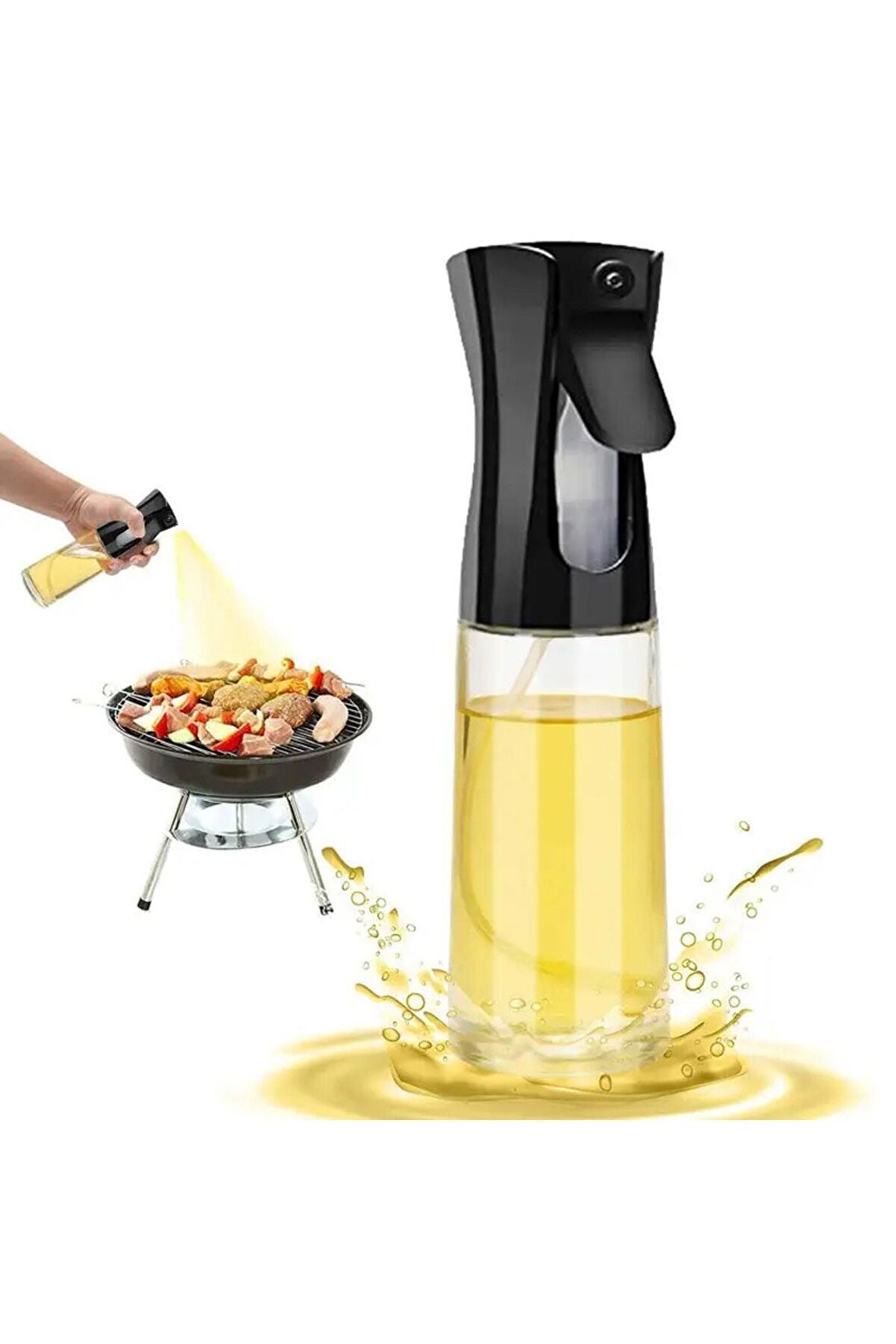 200 ml Sprey Yağdanlık Airfryer Püskürtmeli Sprey Cam Şişe Zeytinyağı Sirke Yağ Püskürtücü