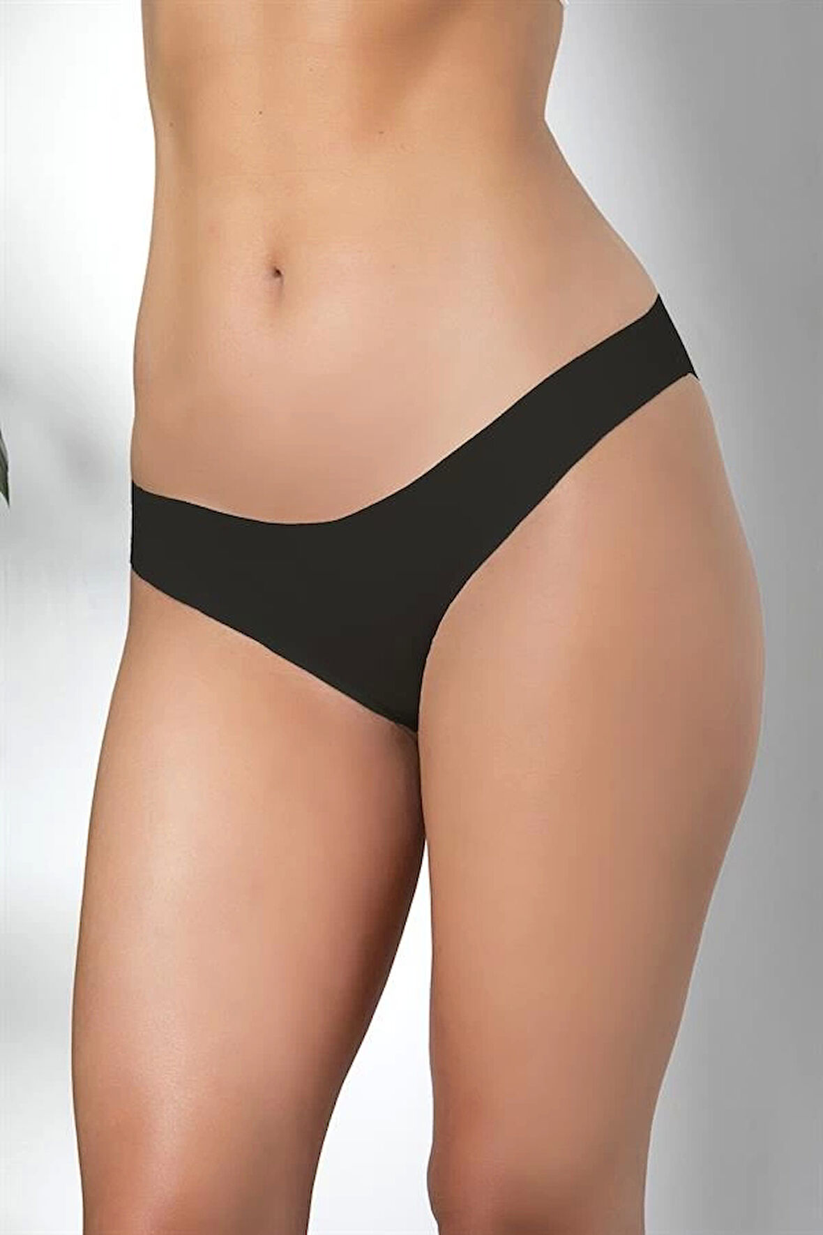 3'lü Dikişsiz, İz Yapmaz, Lazer Kesim, Slip Külot Siyah (brf21261)