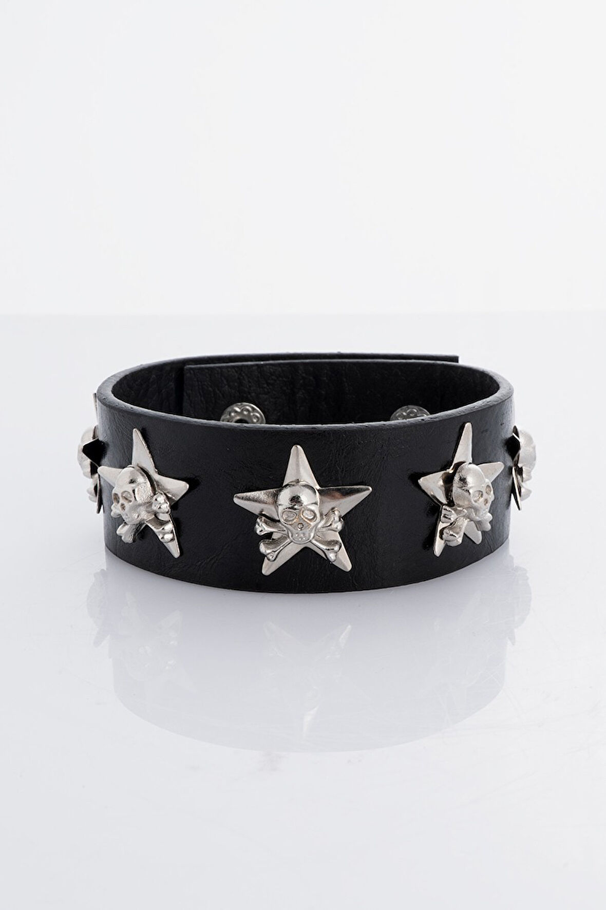 Star Skull Suni Deri Bileklik