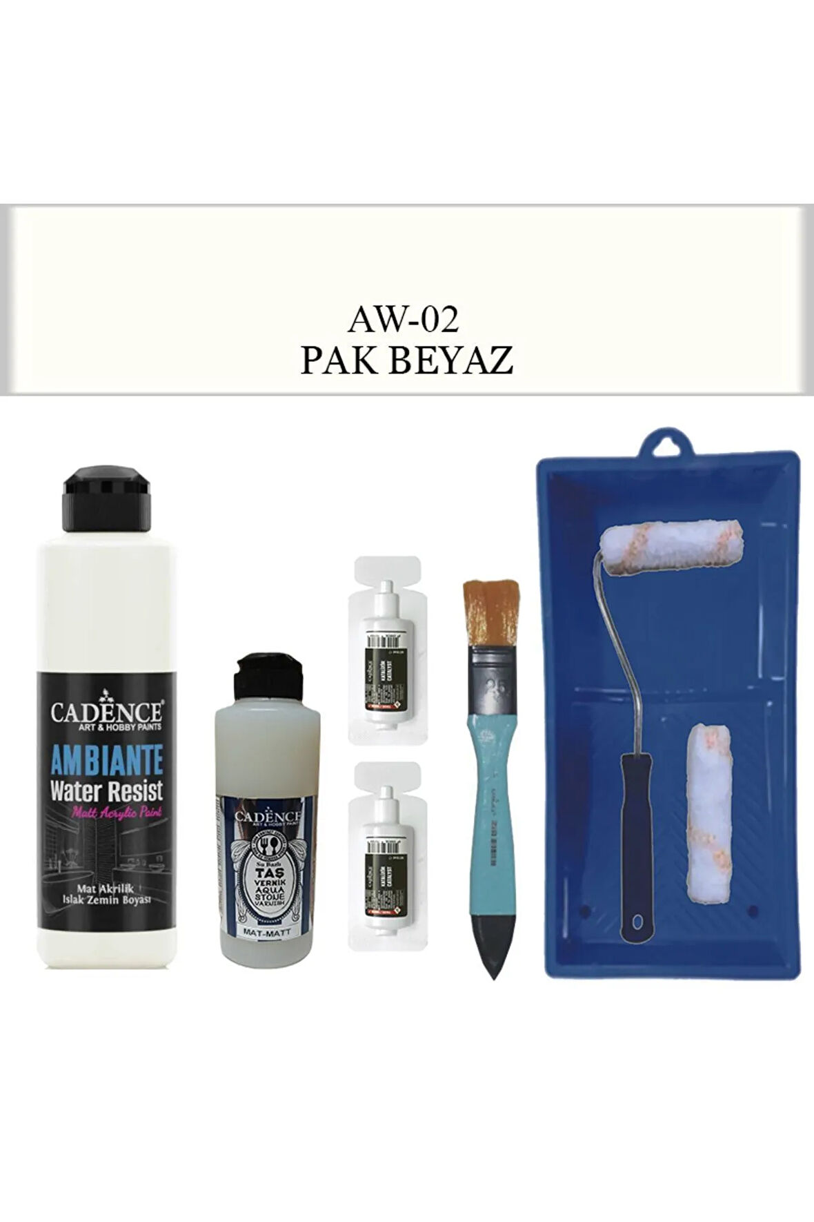 Fayans Tezgah B-Ambiente Islak Zemin Aw-02 Pak Beyaz 250Ml Katalizör 20Gr Taş Vernik Mat 120 RuloSet