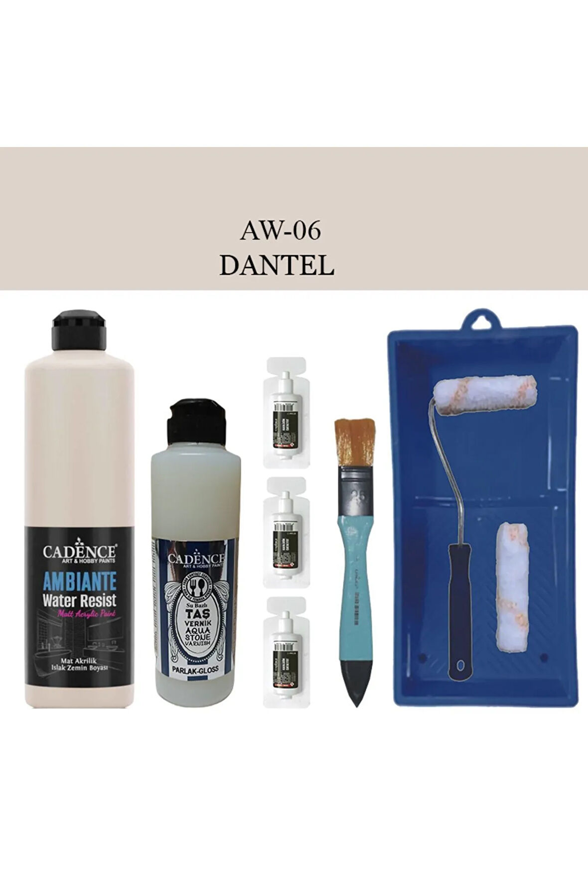 Fayans Tezgah B.-Ambiente Islak Zemin Aw-06 Dantel 500Ml Katalizör 30Gr Taş Vernik 250 Rulo Set
