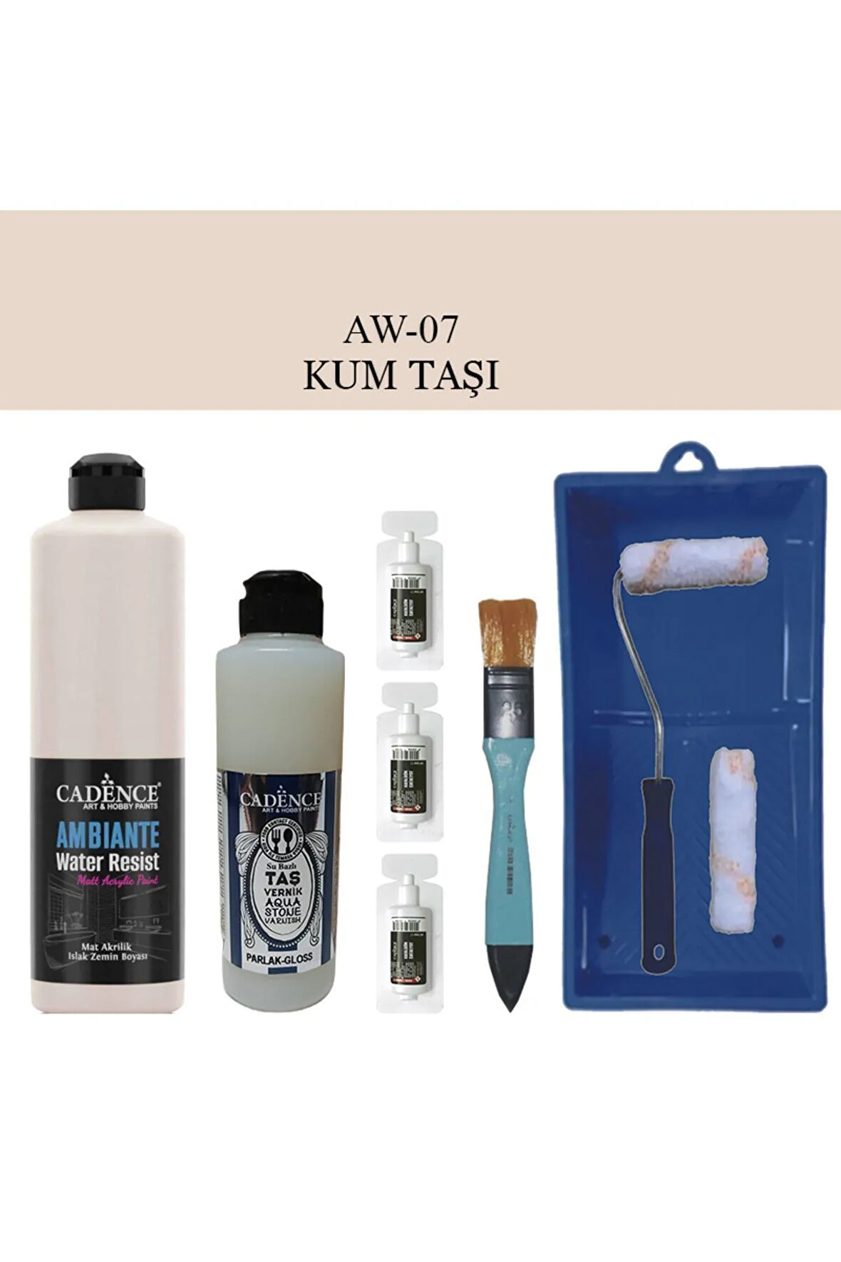 Fayans Tezgah B.-Ambiente Islak Zemin Aw-07 Kumtaşı 500Ml Katalizör 30Gr Taş Vernik 250 Rulo Set