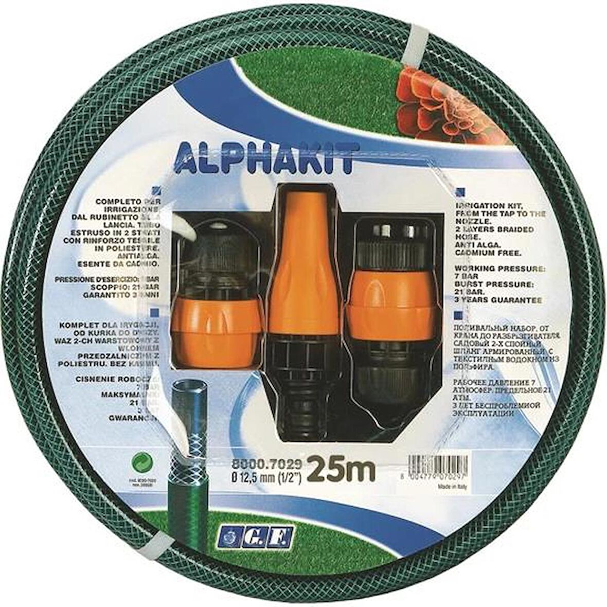  GF Örgülü Bahçe Sulama Hortumu Set 25 m  1/2" Alphakit
