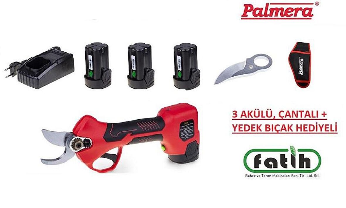 Palmera F21/3 Akülü Şarjlı Dal Budama Makası 3 Akülü 25mm 