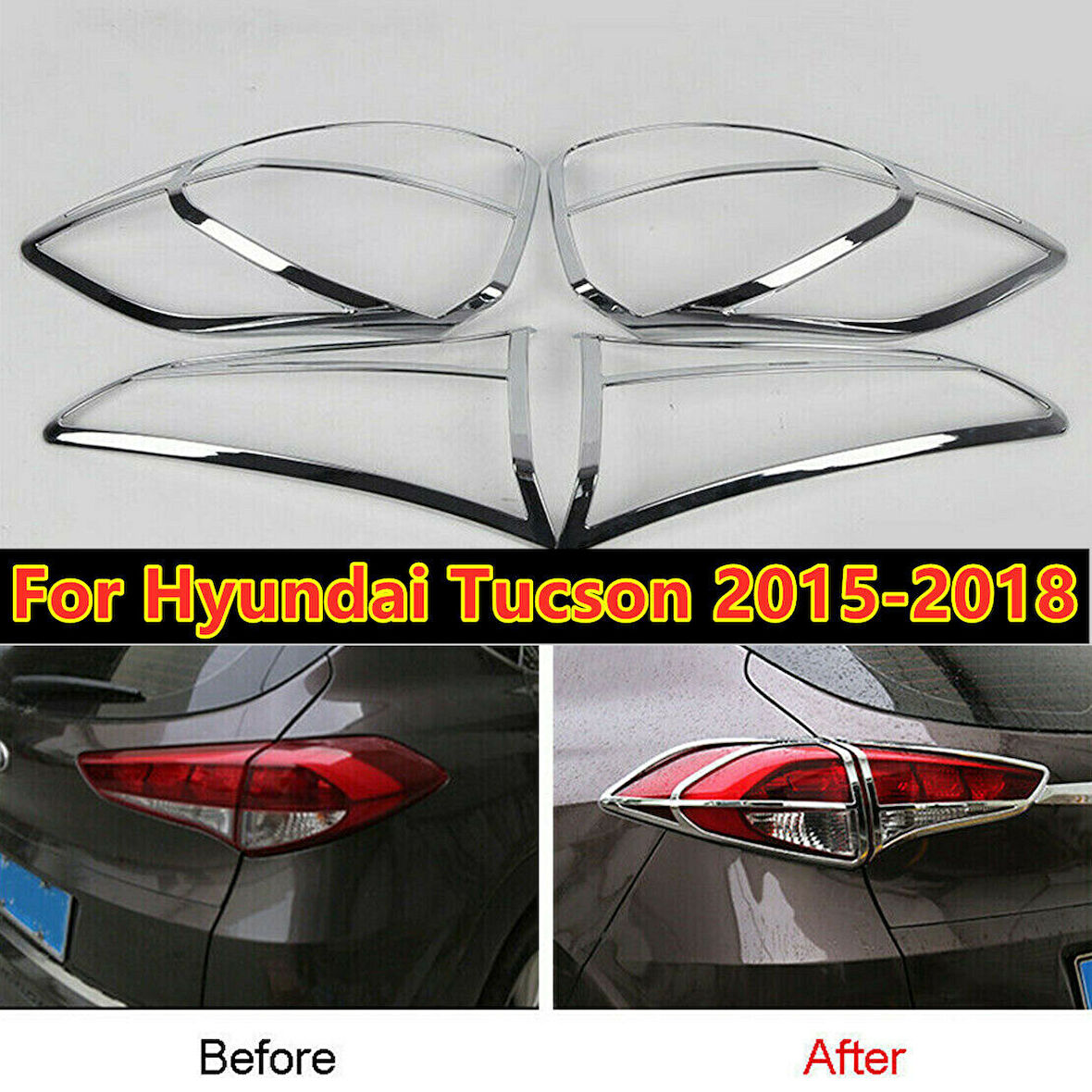 Hyundai Tucson Uyumlu 2015 2020 Arka Stop Çerçevesi Abs (Plastik) Krom