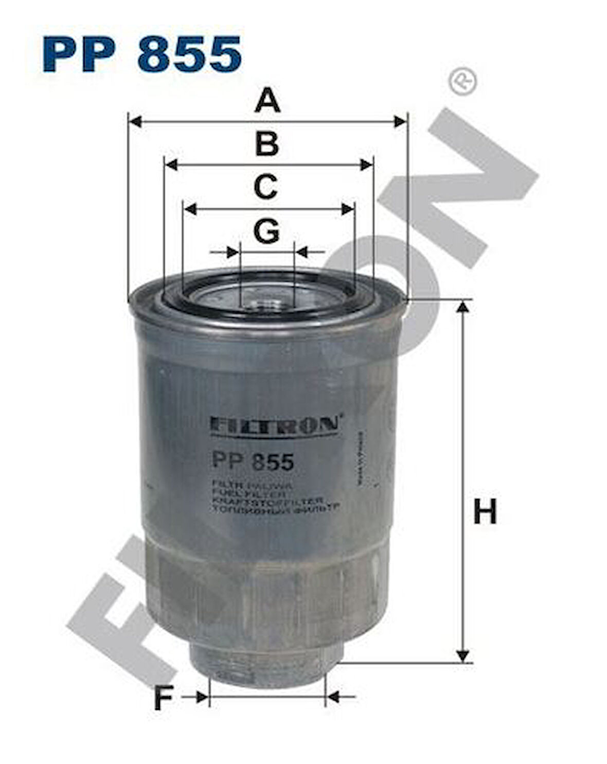 Filtron PP855 Mazot Filtresi Mazda B2500 Bt50 D 06-10 Ranger D 99-10 HiIux d 90-05 Hiace D 07-Skystar Navara D L200 11-14 E2200 D 99- 186100-5420