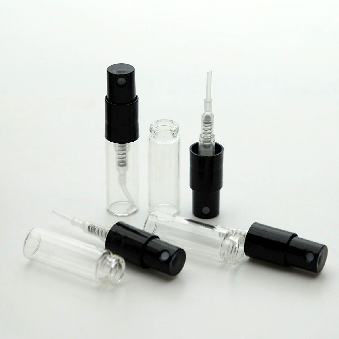 50 ADET BOŞ CAM MEDİKAL NUMUNE PARFÜM ŞİŞE, 2 ML, GEÇMELİ AĞIZ, ŞEFFAF