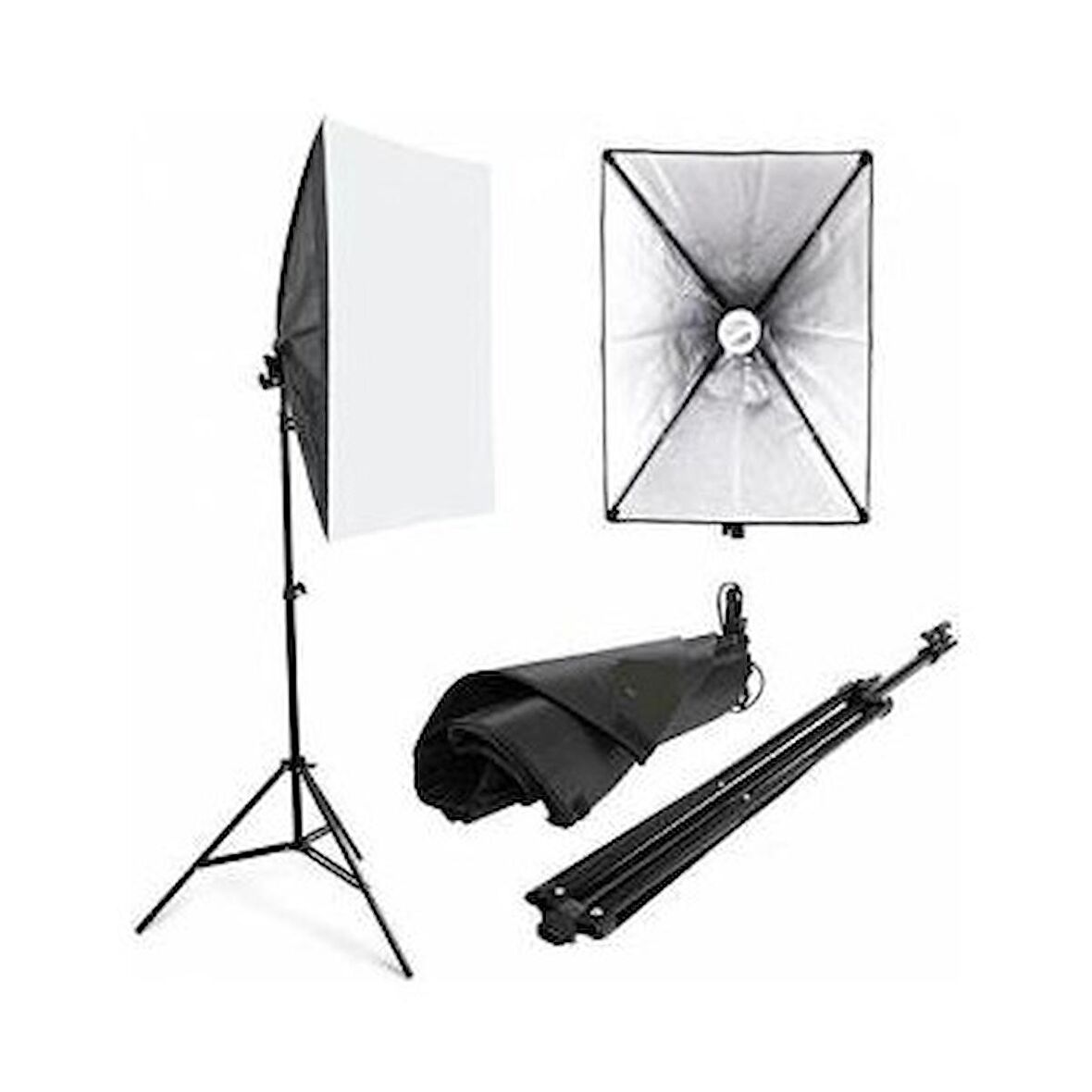 50x70cm Softbox Tekli Sürekli Işık Seti 50x70 Cm Softbox Strobist Set Ampullü Foto Video Işık