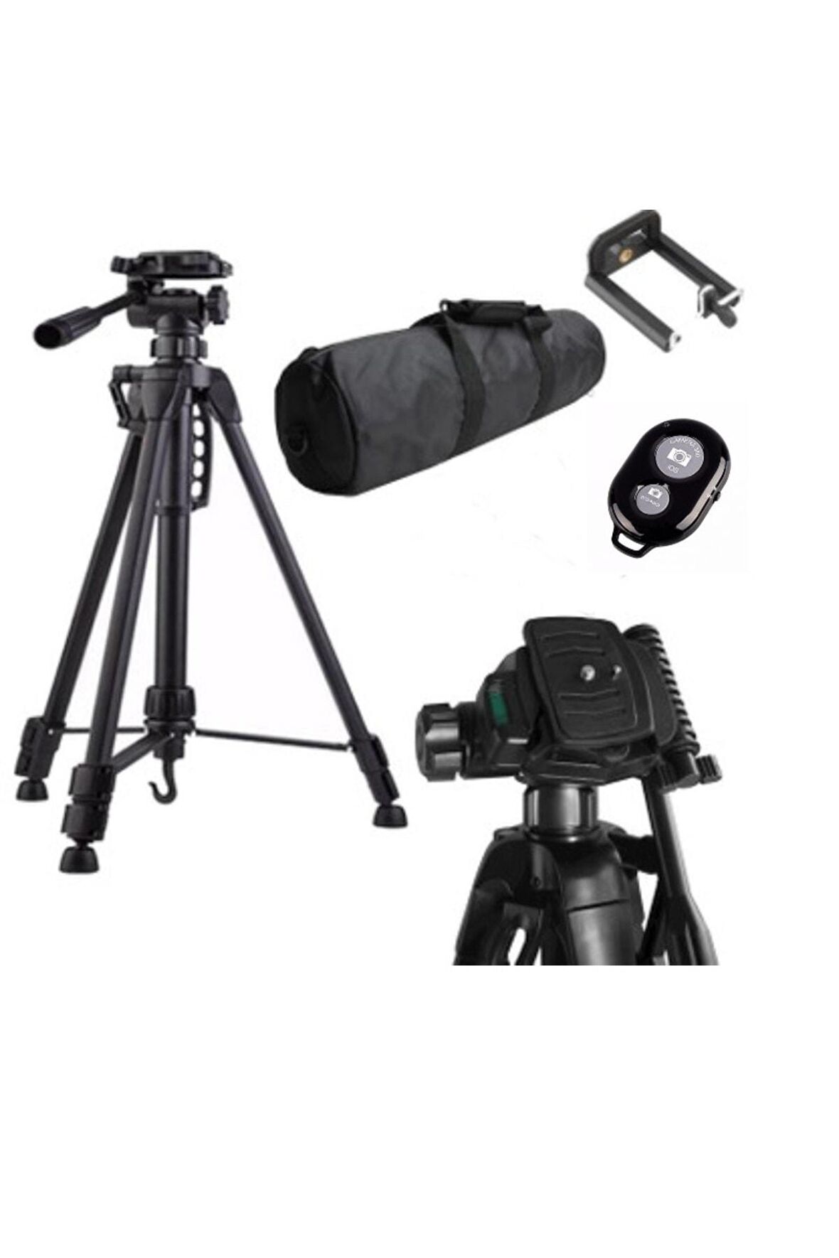 Wt-3570 170cm Profesyonel Dslr Tripod 5kg Kapasite Canon Nikon Telefon Tutuculu Bluetooth Kumanda