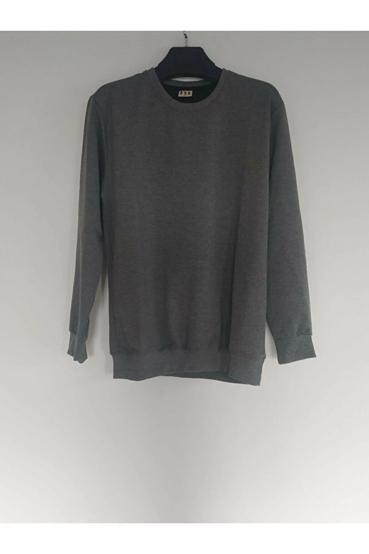 Yuvarlak Yaka Düz Renk Basic Fit Sweatshirt Battal Büyük Beden Içerikli