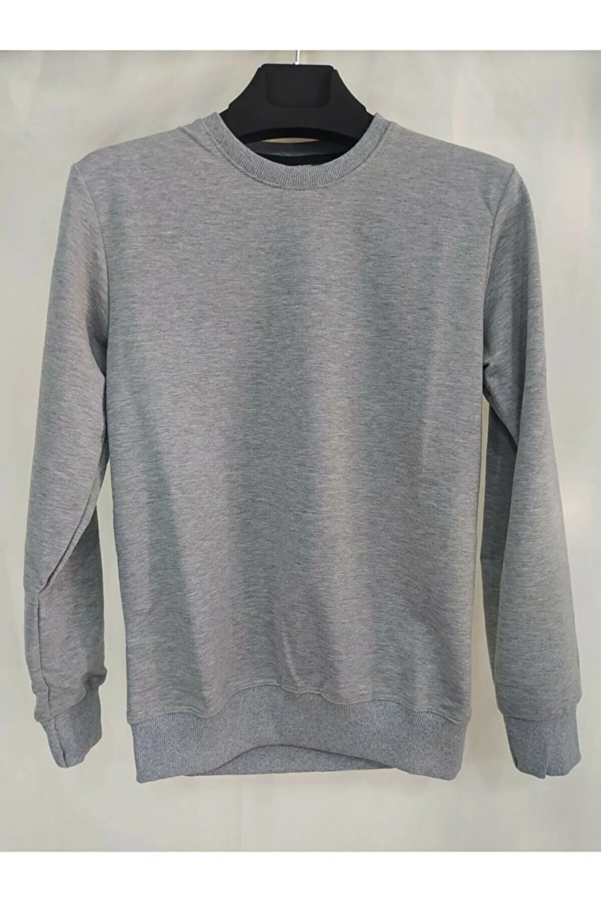 Yuvarlak Yaka Düz Renk Basic Fit Sweatshirt Battal Büyük Beden Içerikli