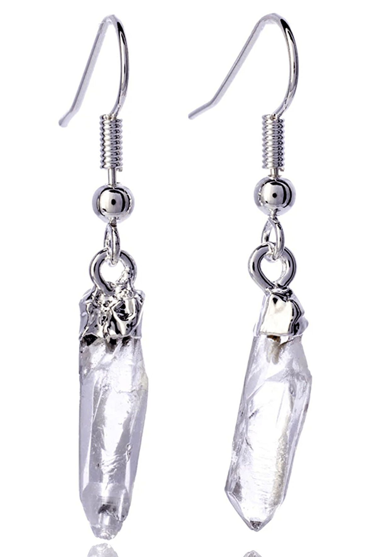 Sertifikalı Ham İşlenmemiş Kristal Kuvars Taşı Küpe